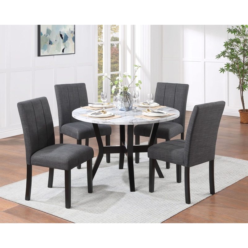 Kusa – 5 Piece Pack Dining Set With Engineering Stone Top – Black