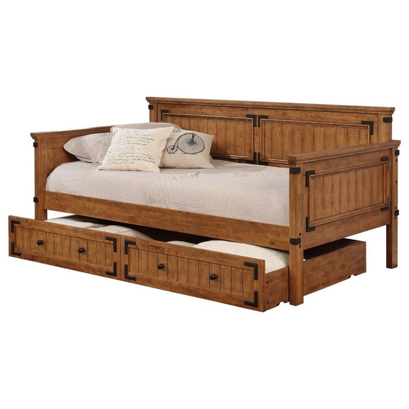 Oakdale – Wood Twin Daybed with Trundle – Rustic Honey