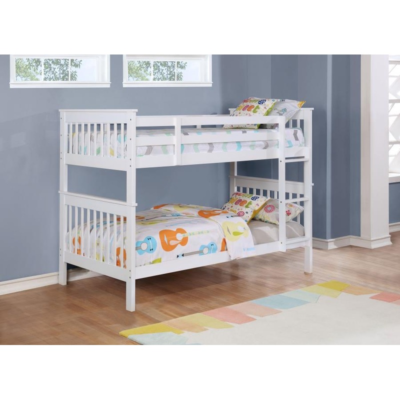 Chapman – Wood Twin Over Twin Bunk Bed With Mattress – White