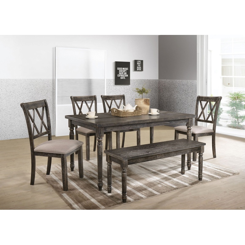 Claudia II – Weathered 7 Pieces Dining Room Set – Gray