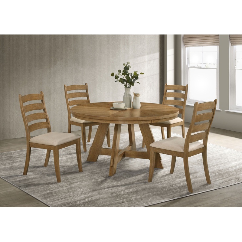 Danvers – 5 Piece Dining Table Set – Brown Oak And Beige