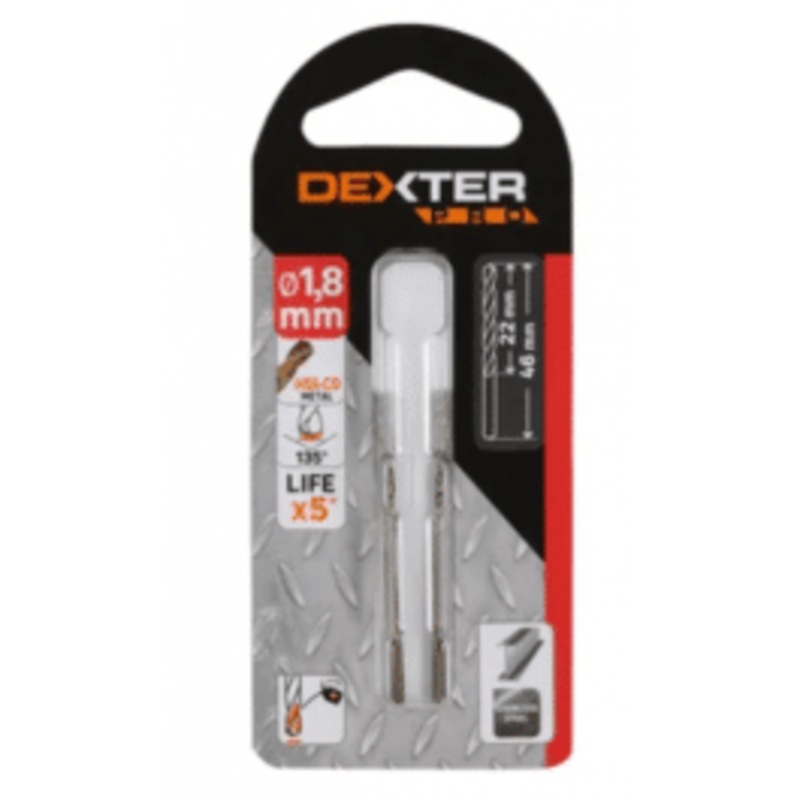 DEXTER PRO METAL DRILL BIT DIAM 1.8 MM