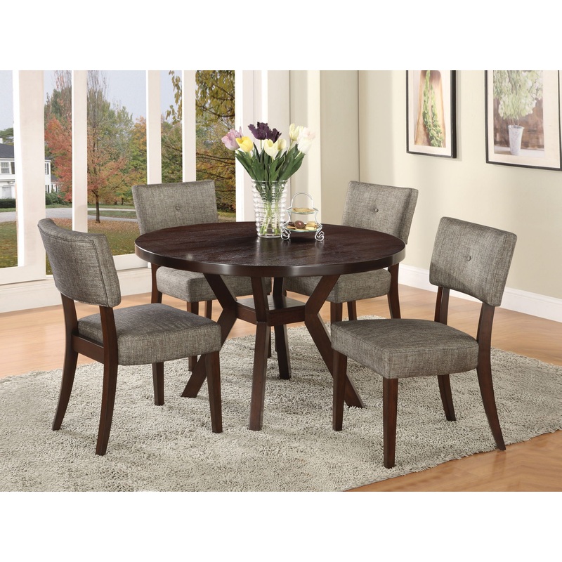 Drake – 5 Pieces Dining Room Set – Espresso / Gray