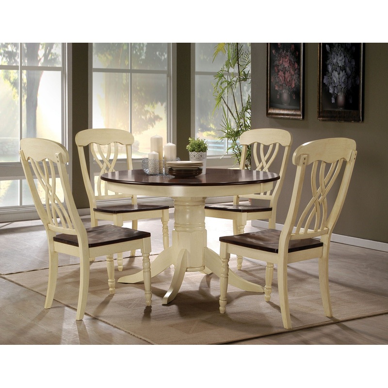 Dylan – 5 Pieces Dining Room Set – Cream / Oak