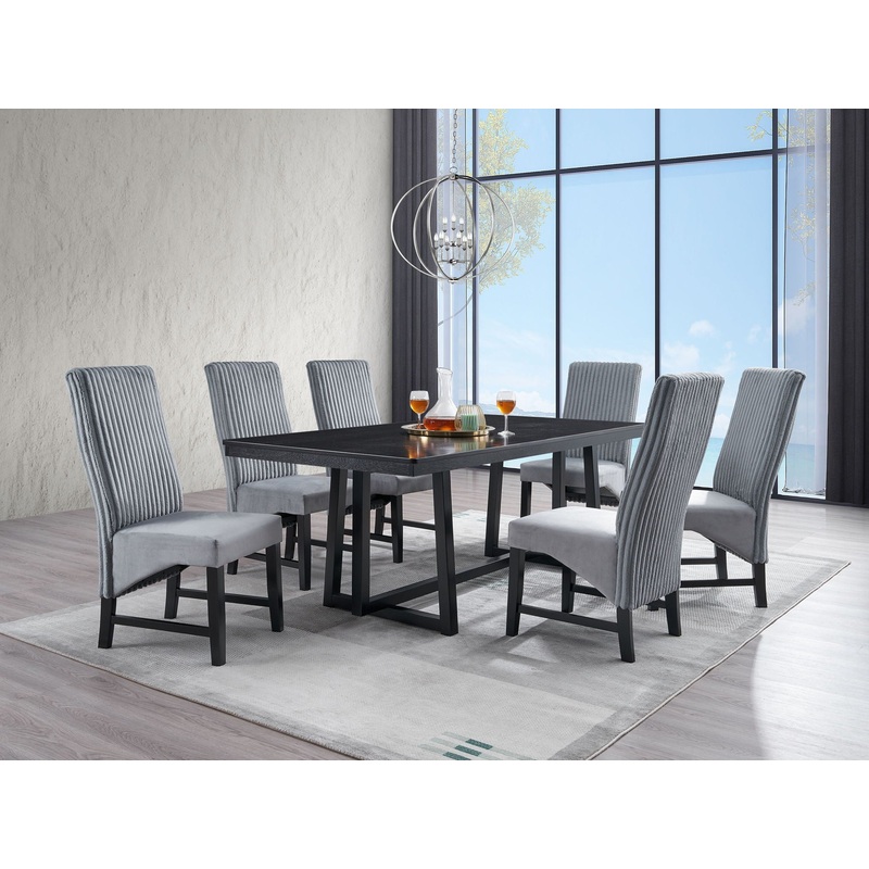 Kini – 7 Pieces Dining Room Set – Black