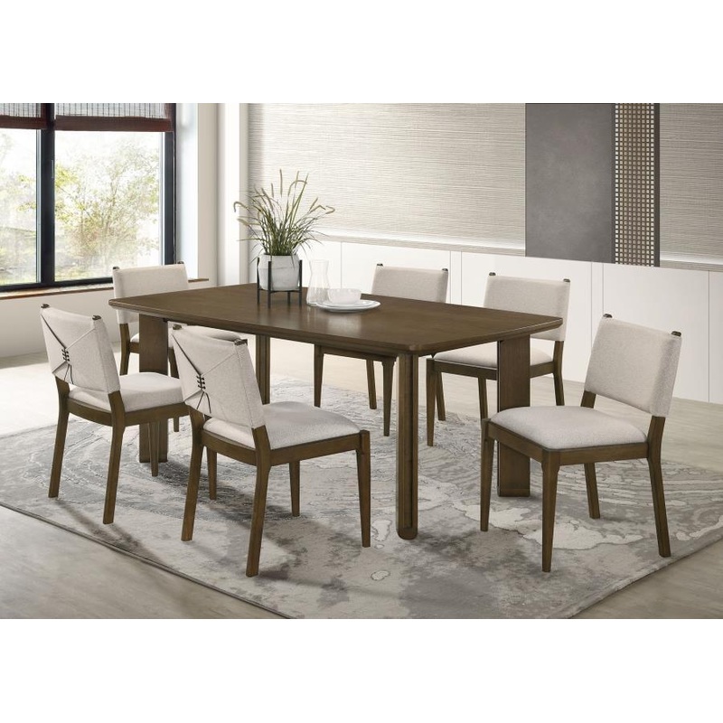 Ottowa – 7 Piece Rectangular Wood Dining Room Table Set – Brown