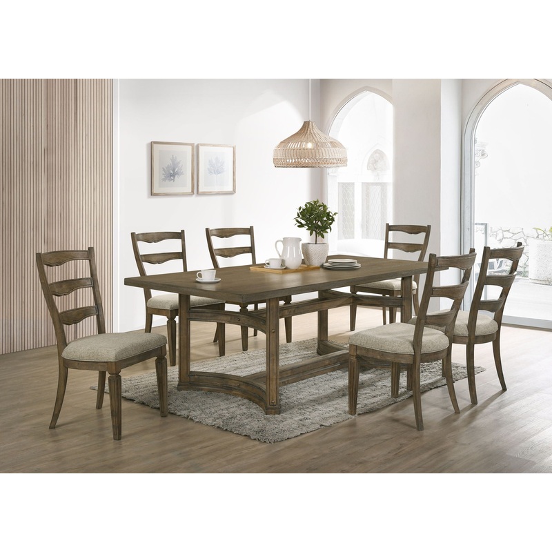 Parfield – 7 Pieces Dining Room Set – Light Brown / Oak