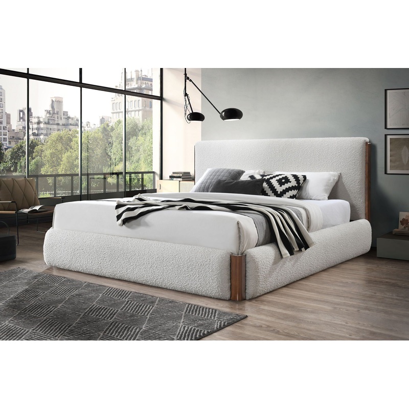 Sandro – Eastern King Bed Boucle – Walnut / White