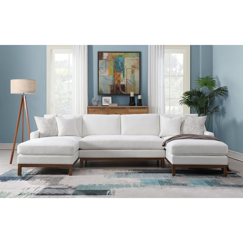 Valiant – Chenille Sectional Sofa With 4 Pillows – Ivory