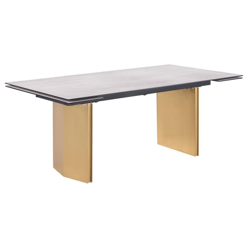 Vesa – Glass Top Extension Dining Table – Beige