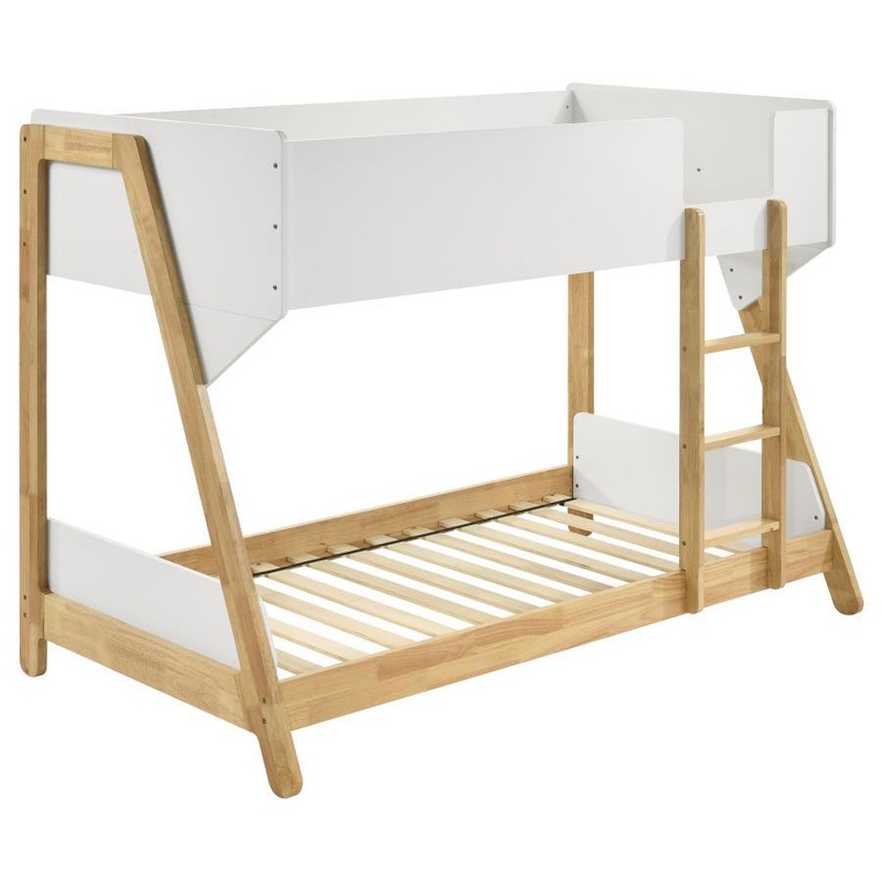 Wyatt – Wood Twin Over Twin Bunk Bed – White And Natural