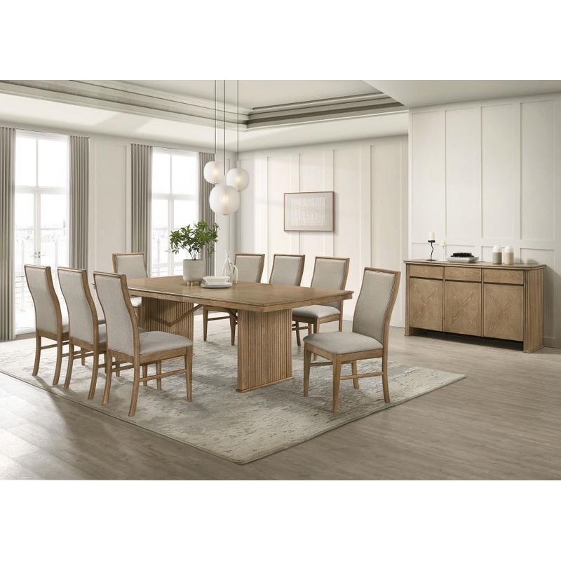 Adina – Extension Dining Set|Light Brown|7 Pc. Table, 6 Chairs|8 Pc. Table, 6 Chairs, Server|10 Pc. Table, 8 Chairs, Server|9 Pc. Table, 8 Chairs