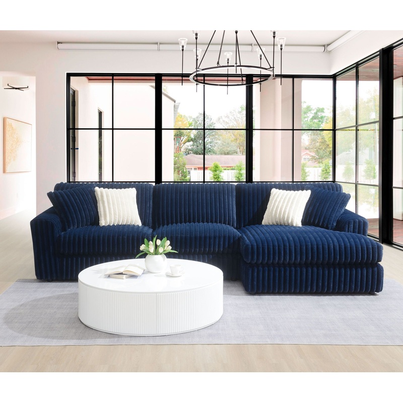 Breton – Sectional Sofa With 4 Pillows – Blue