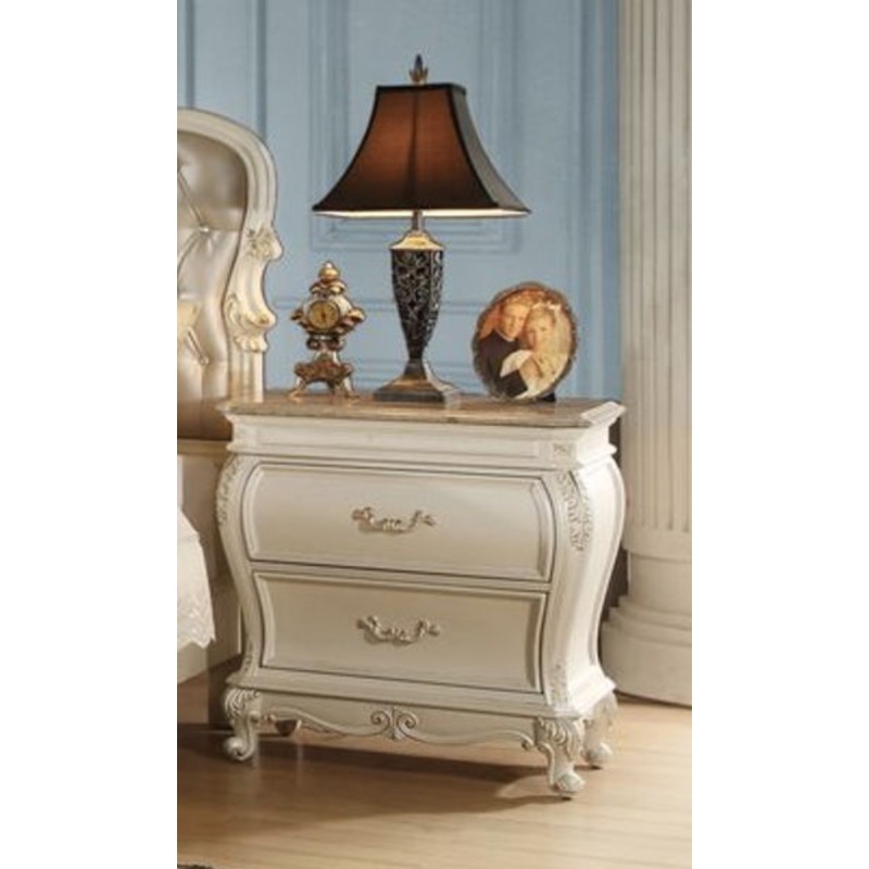 Chantelle – Nightstand With Granite Top – White