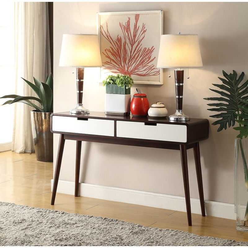 Christa – Sofa Table – White / Espresso