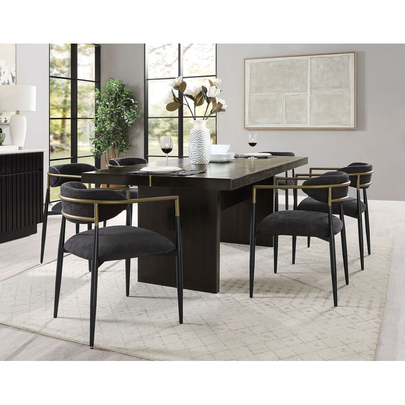 Jaramillo – 7 Pieces Dining Room Set – Gold / Rustic Espresso