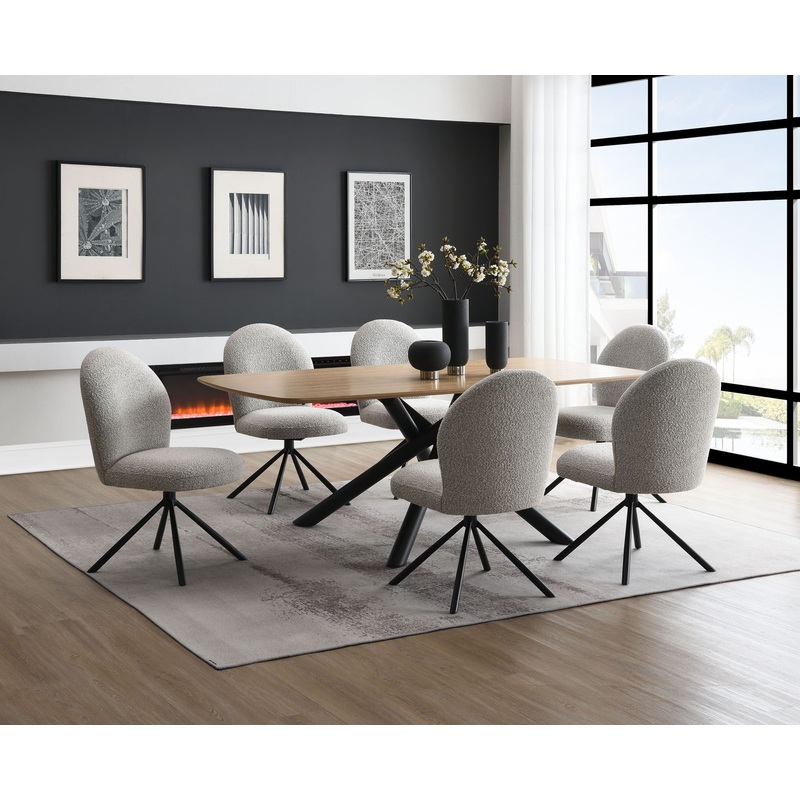 Lawton – 7 Pieces Dining Room Set – Natural / Black / Gray
