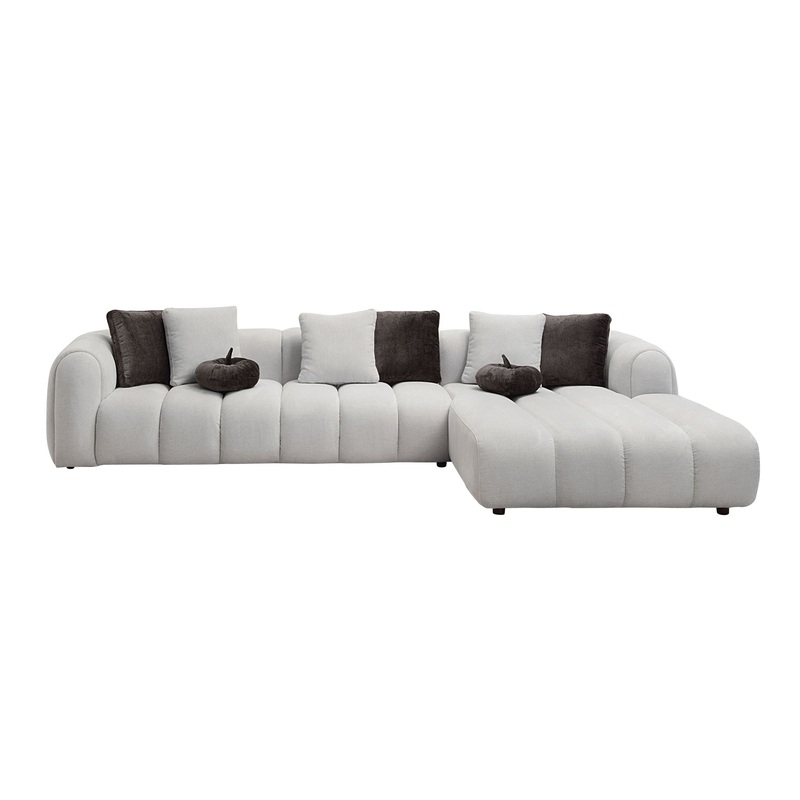 Manilla – Sectional Sofa With 8 Pillows – Ivory White