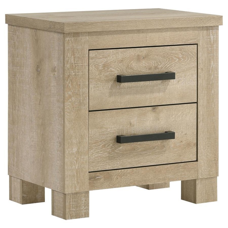 Oakglen – 2-Drawer Nightstand Bedside Table – Weathered Oak