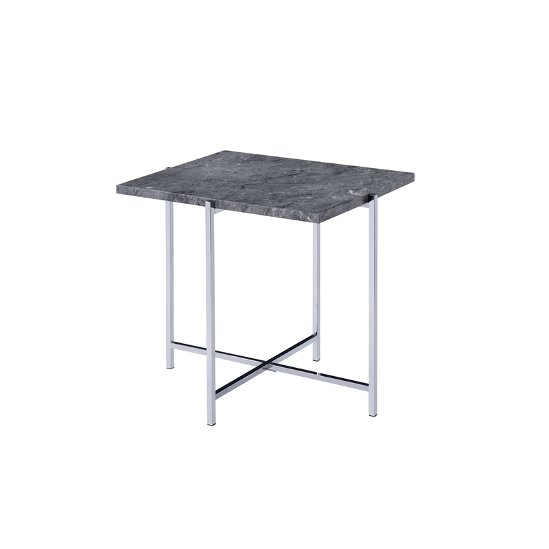 Adelae – End Table – Gray / Chrome