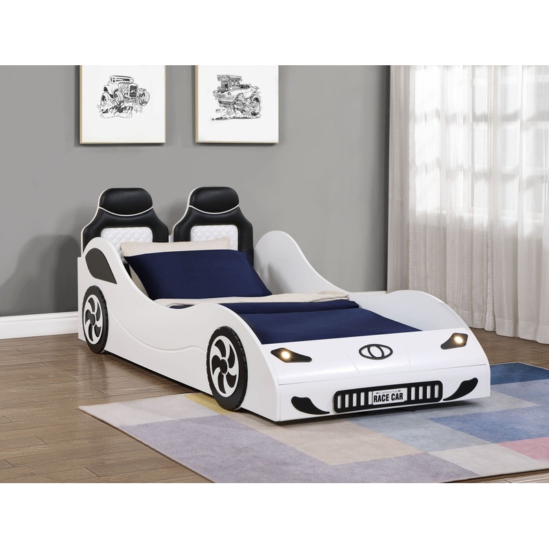 Colen – Twin Car Bed With LED|White|Red|Twin