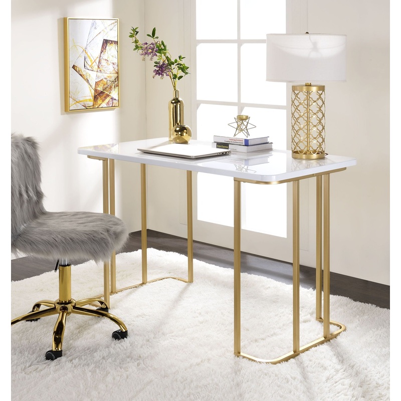 Estie – Writing Desk – White / Gold