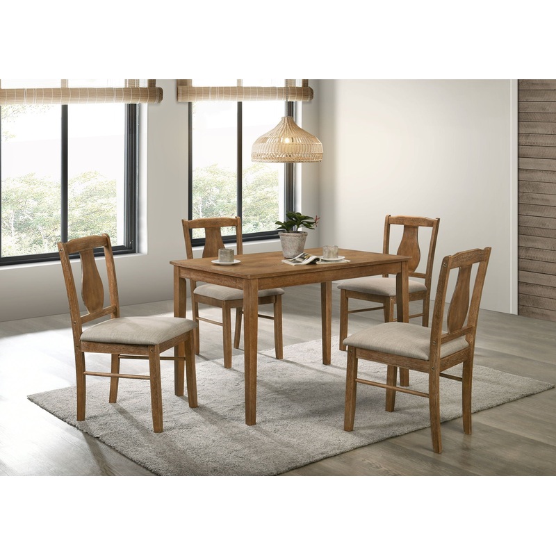 Kayee – 5 Pieces Pack Dining Set – Weathered Oak
