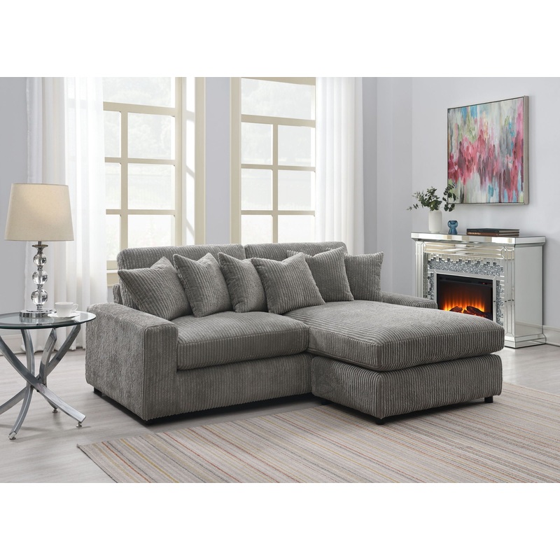 Tavia – Reversible Sectional Sofa With 6 Pillows – Gray