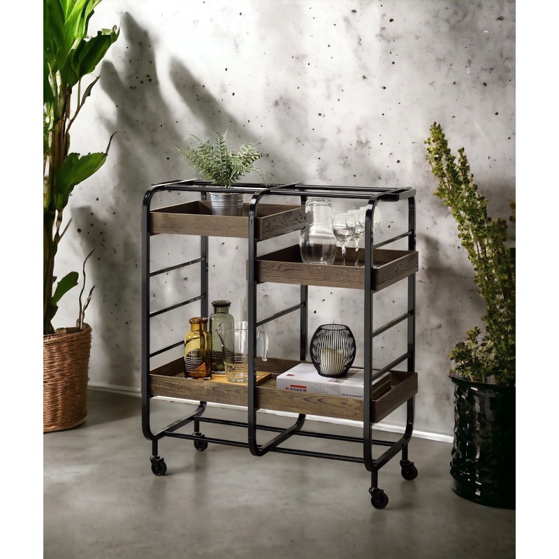 Vorrik – Serving Cart – Black / Walnut