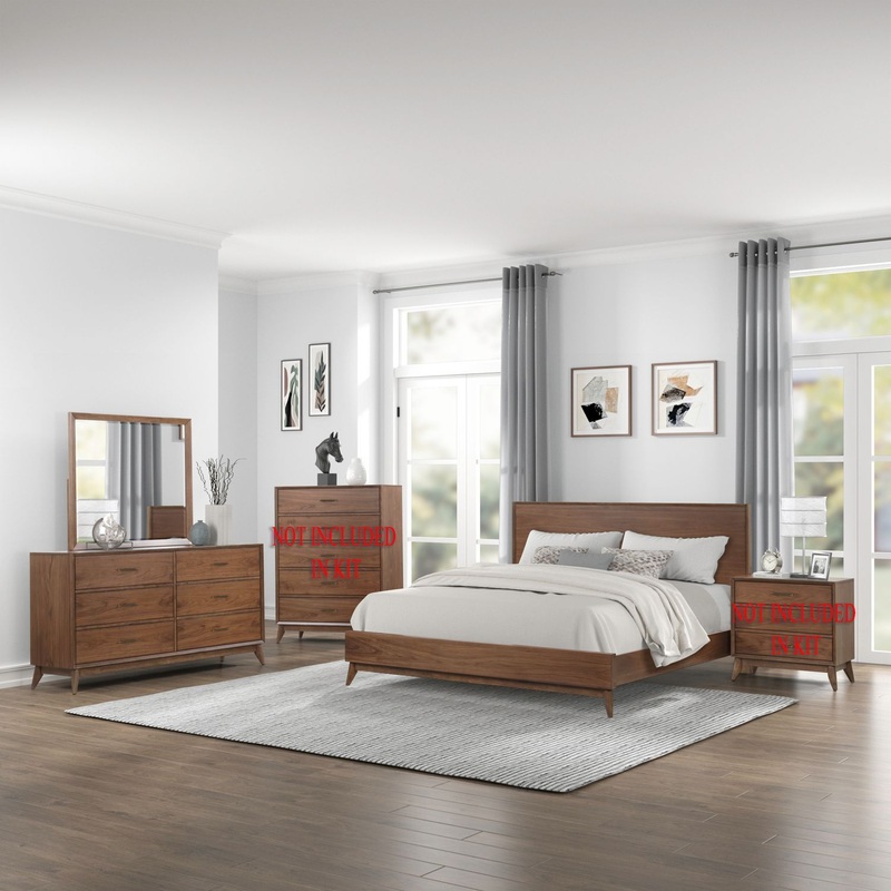 Century Modern – Platform Bed|Light Brown|King|Queen|California King