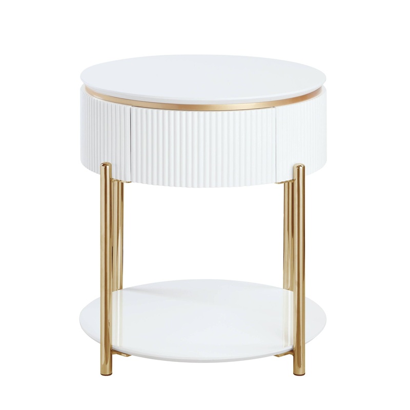 Daveigh – High Gloss End Table – Gold / White