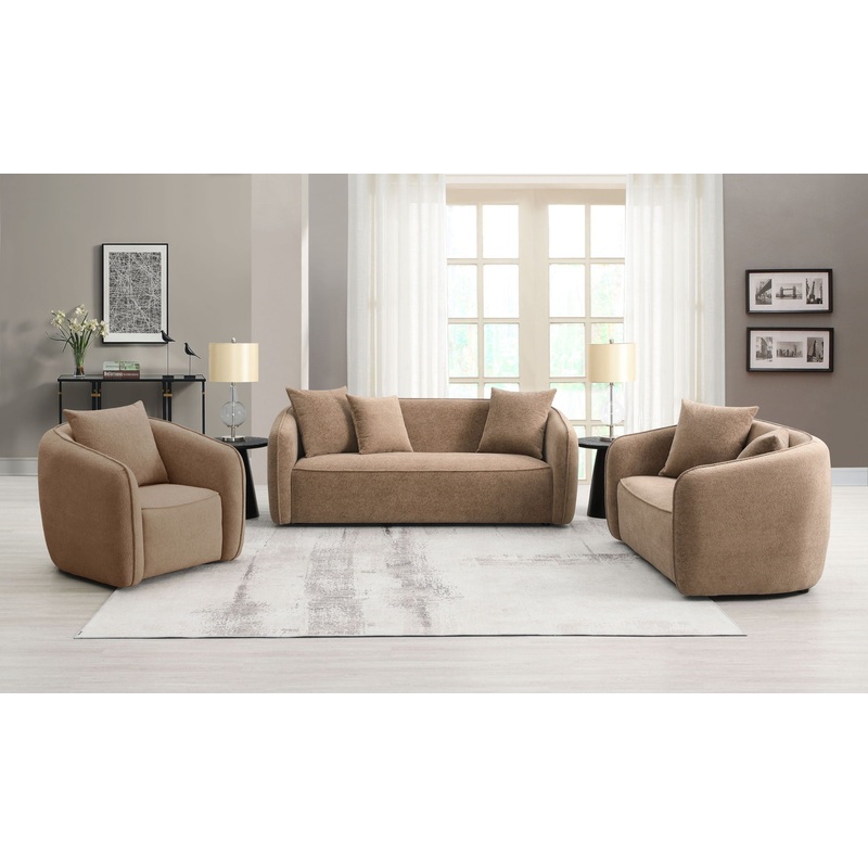 Keith – Chenille 3 Piece Living Room Set (Comes With Matching Color Toss Pillows)