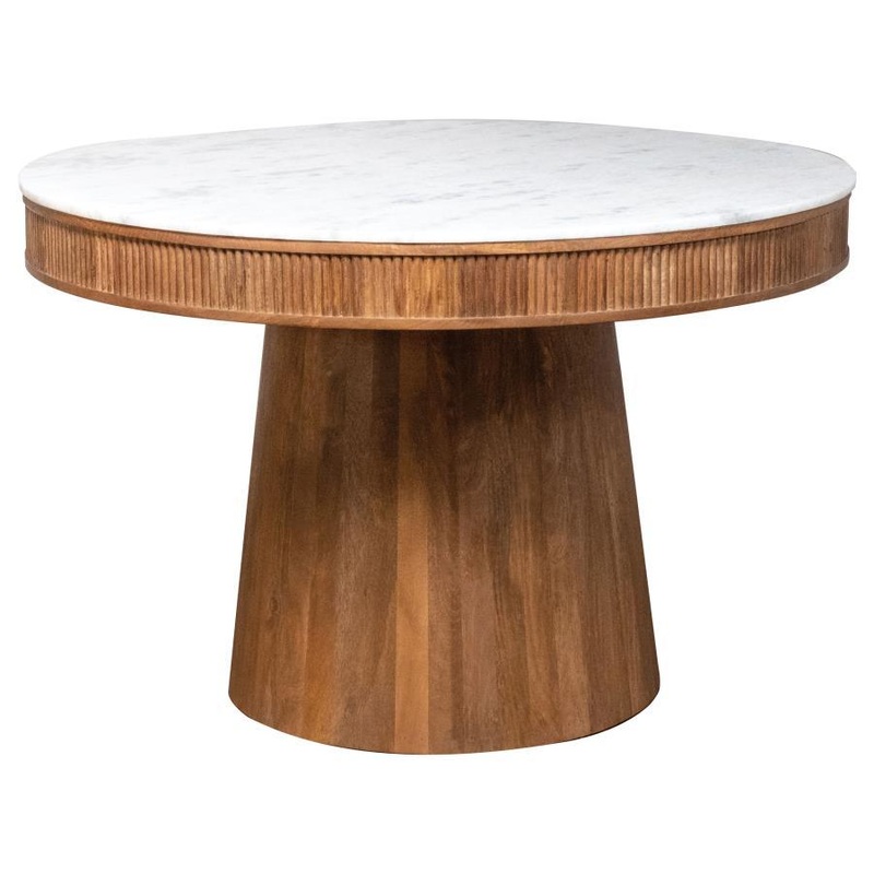 Ortega – Round Marble Top Wood Dining Table – Natural
