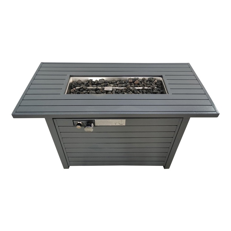 Outdoor Fire Pit Table With Lid, Durable Construction – Gray