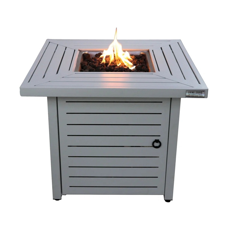 Propane Fire Pit Table – Antique Gray White