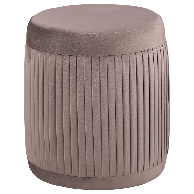 Tovar – Round Upholstered Ottoman – Mauve