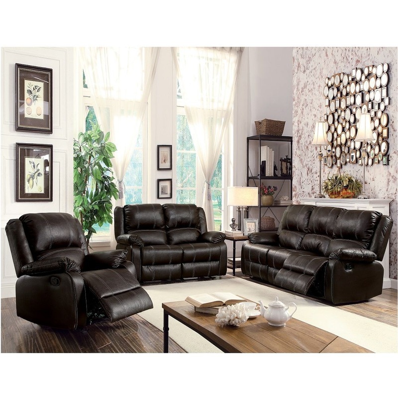 Zuriel – Synthetic Leather 3 Piece Living Room Recliner Set