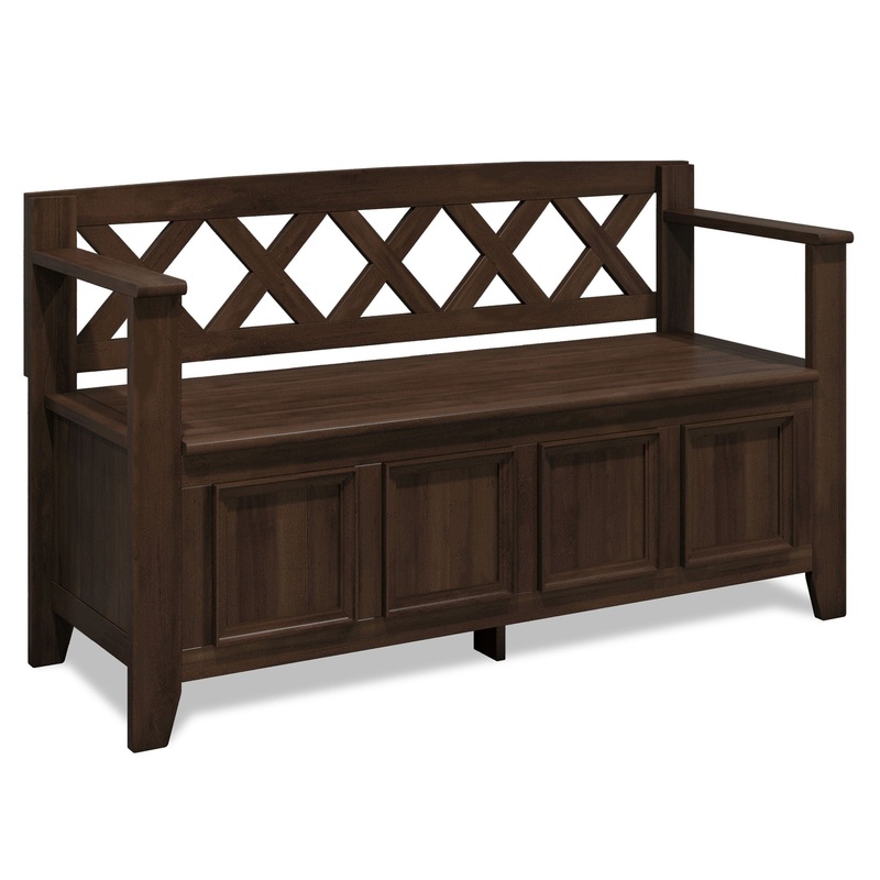 Amherst – Entryway Storage Bench – Natural Aged Brown
