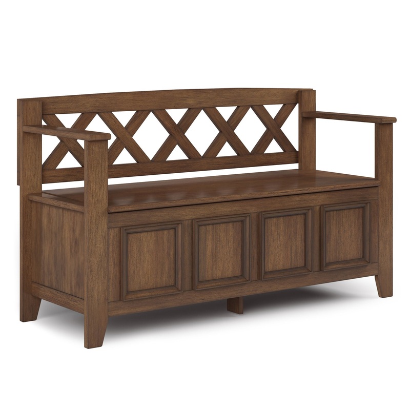 Amherst – Entryway Storage Bench – Rustic Natural Aged Brown