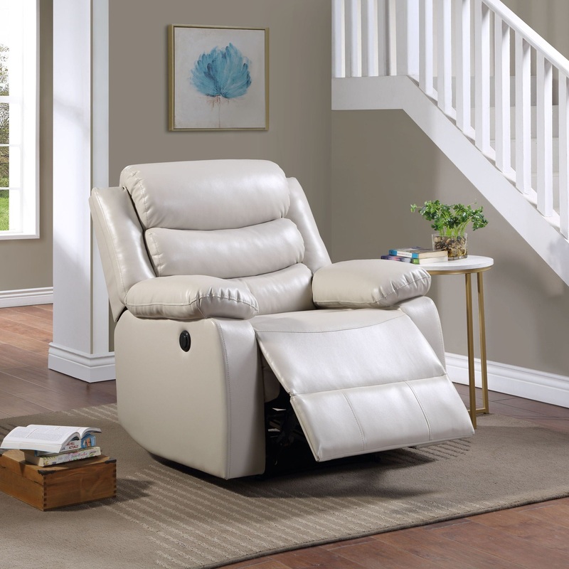 Eilbra – Synthetic Leather Power Motion Recliner – Beige