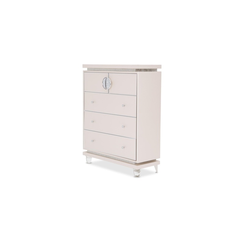 Glimmering Heights – Upholstered 5 Drawer Chest – Ivory