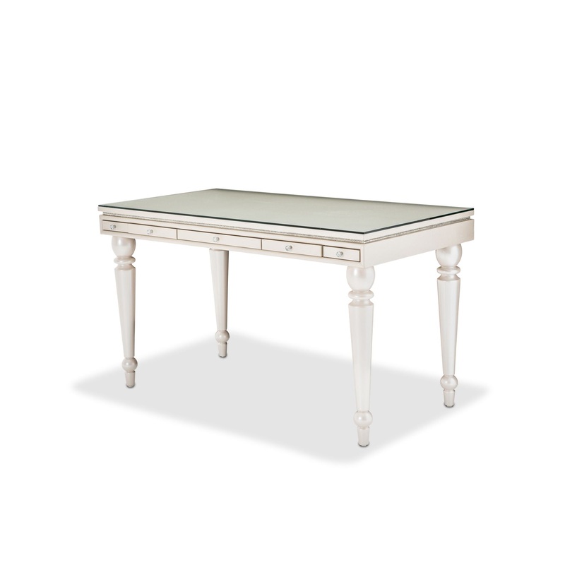 Glimmering Heights – Writing Desk With Glass Top – Ivory