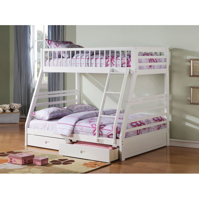 Jason – Bunk Bed With Storage|White|Dark Brown|Dark Gray|Twin over Full