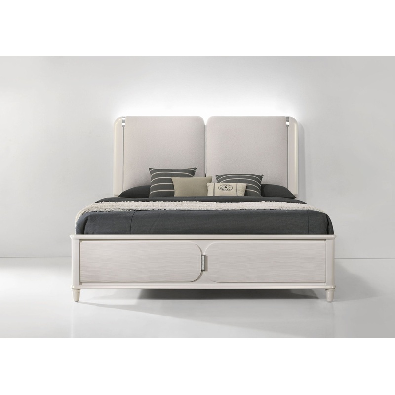 Laveda – Boucle Bed With LED|Gray|King|Queen
