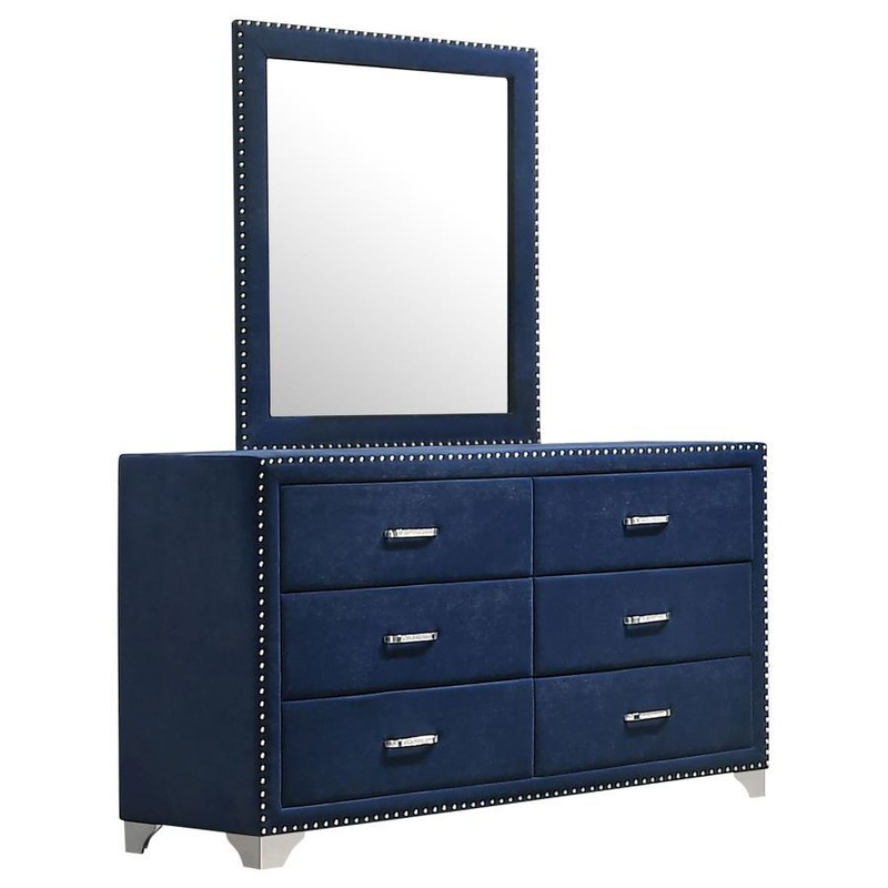 Melody – 6-Drawer Upholstered Dresser With Mirror