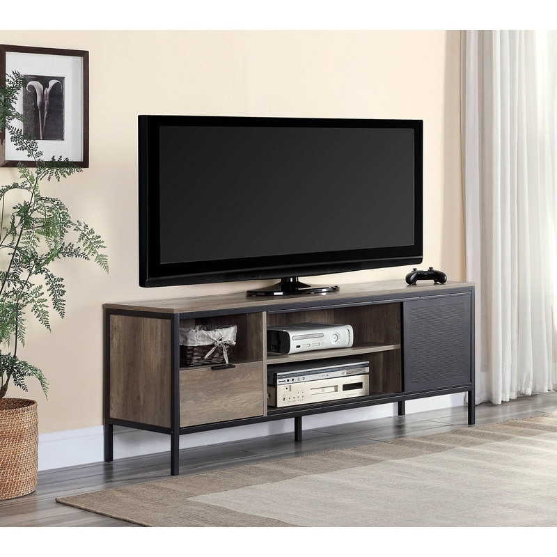 Nantan – Rustic TV Stand|Light Brown|16″W x 63″D x 28″H|16″W x 55″D x 21″H