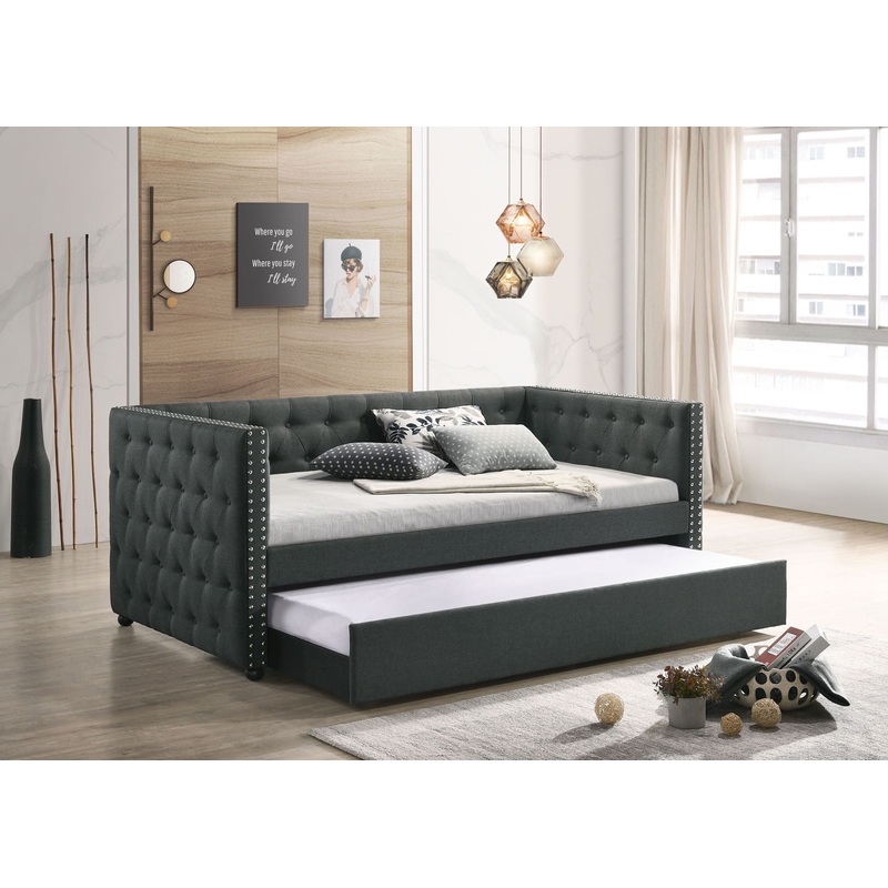 Romona – Daybed With Trundle|Dark Gray|Beige|Full|Twin