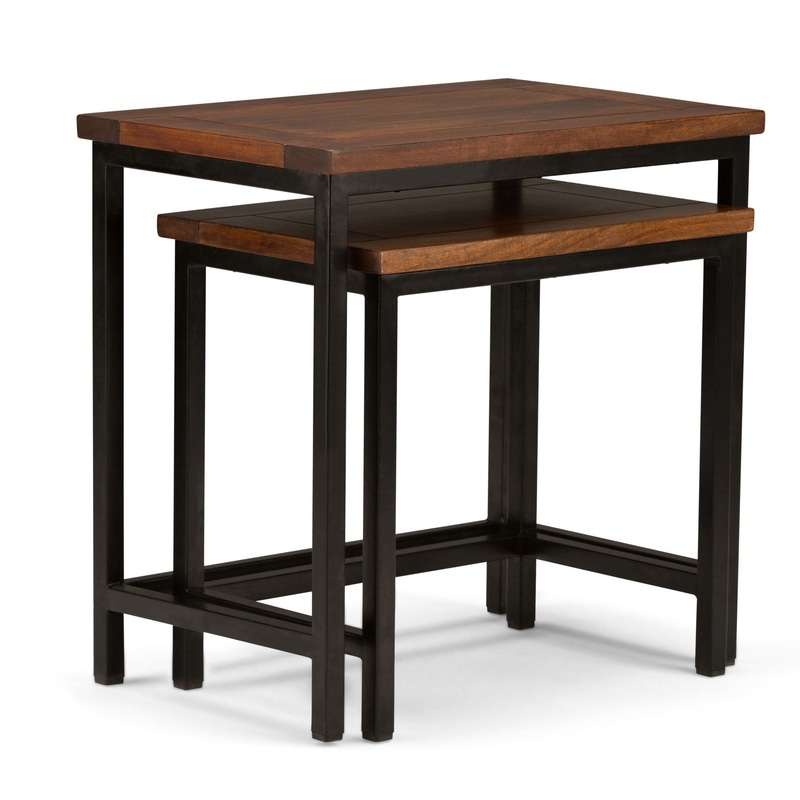 Skyler – 2 Piece Nesting Side Table – Dark Cognac Brown