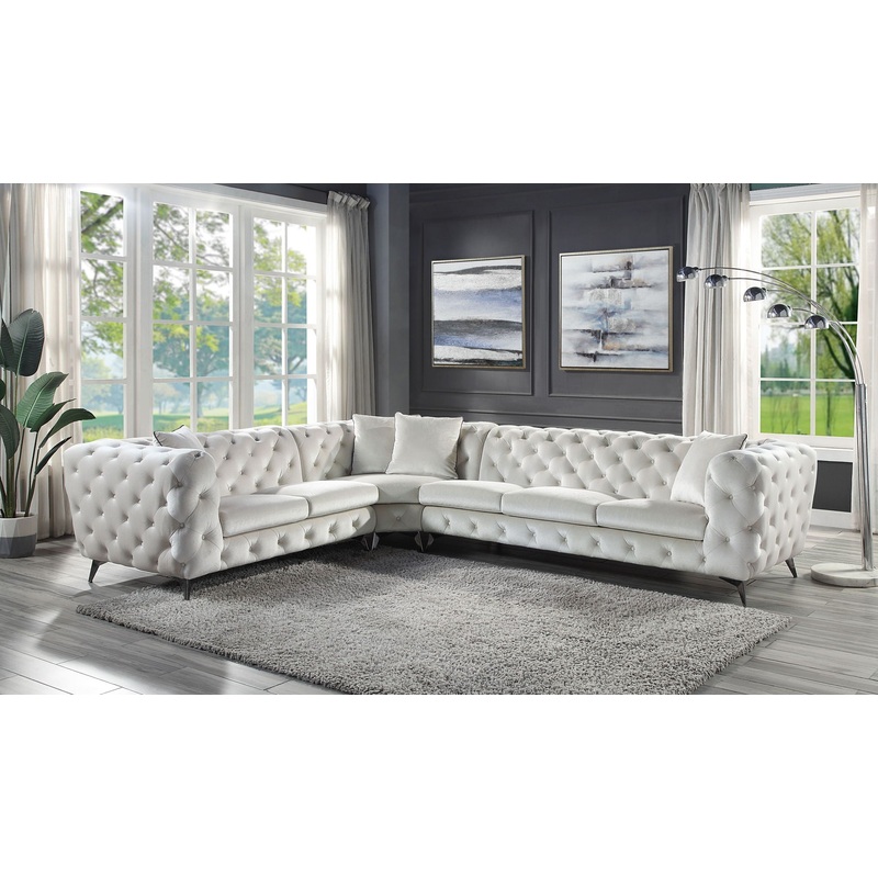 Atronia – Sectional Sofa With 4 Pillows – Beige