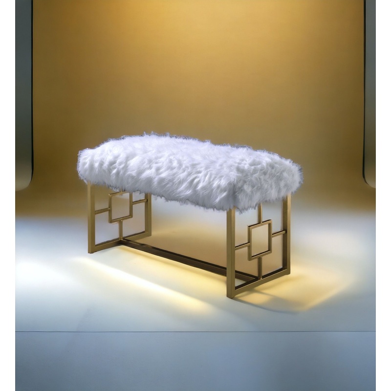 Bagley II – Bench Faux Fur – White / Gold